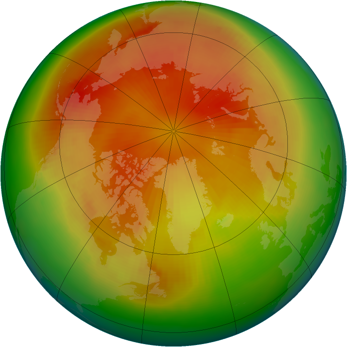 Arctic ozone map for April 1985